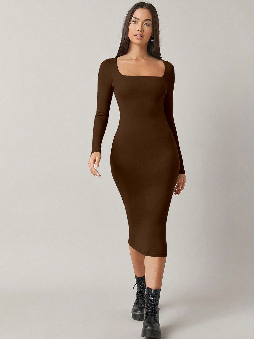 

The Roadster Lifestyle Co Midi Bodycon Dress, Brown