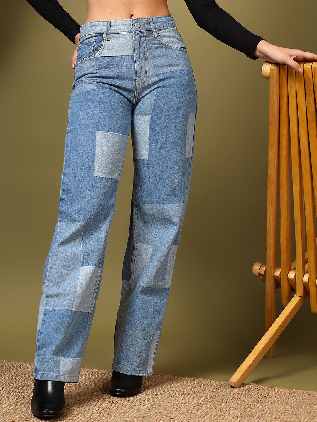 

Kotty Women Straight Fit High-Rise Stretchable Jeans, Blue