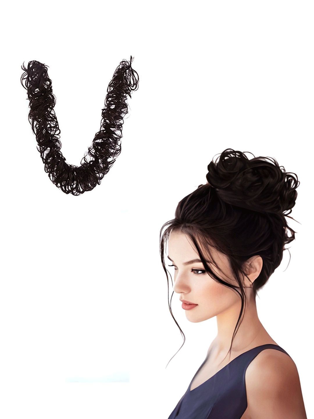 

D-Divine Long Frill Hair Bun Messy Hair Extension- Brown