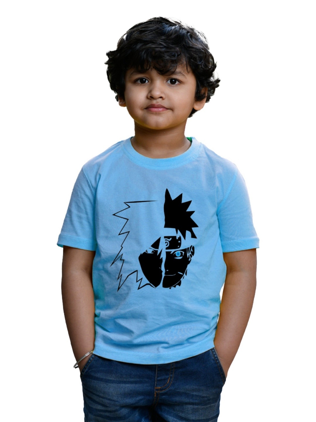 

BAESD Boys Graphic Printed Round Neck Cotton Naruto T-shirt, Blue