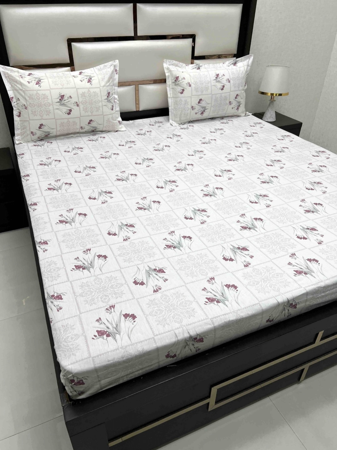 

Pure Decor Cotton King Size Double Bed Bedsheet With 2 Pillow Covers 108 in X 108 in, White