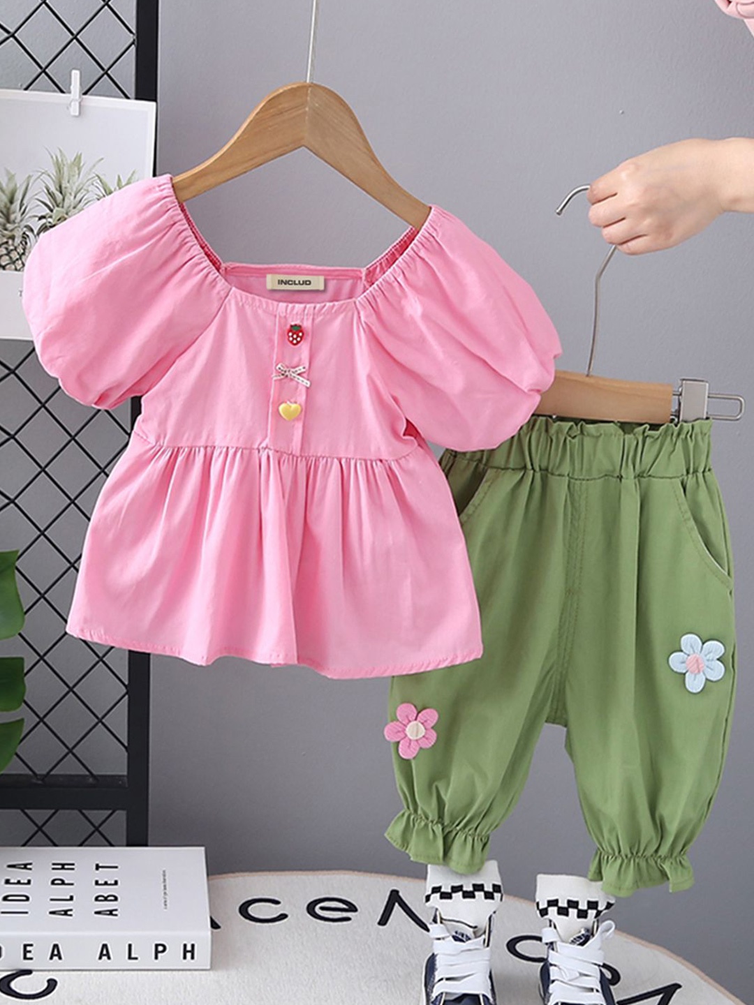 

INCLUD Girls Top with Trousers, Pink