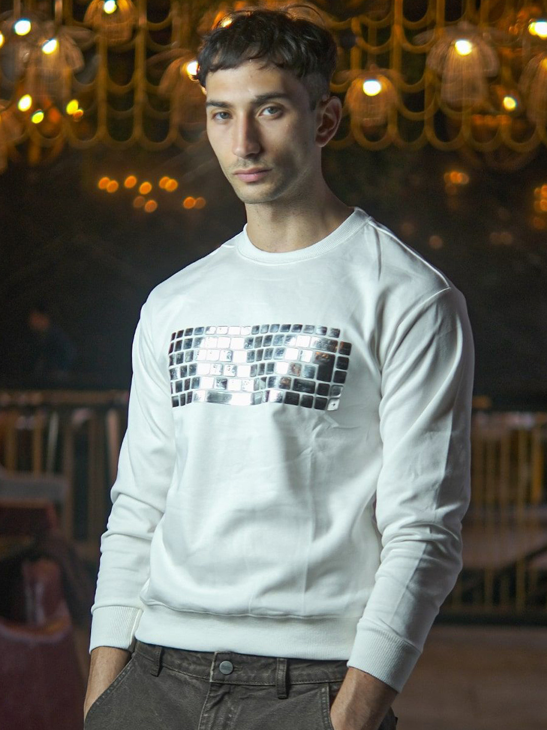 

ODETTE Men Printed Sweatshirt, White