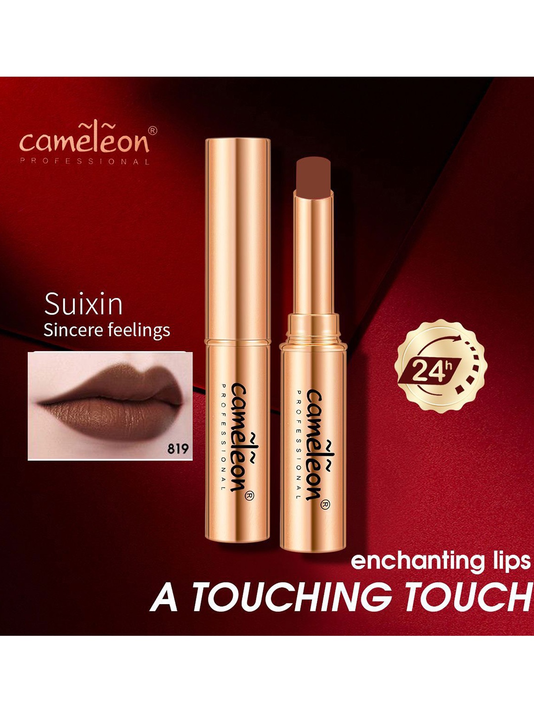 

Cameleon Non Transfer Waterproof Lipstick 4 g - Shade 819, Brown