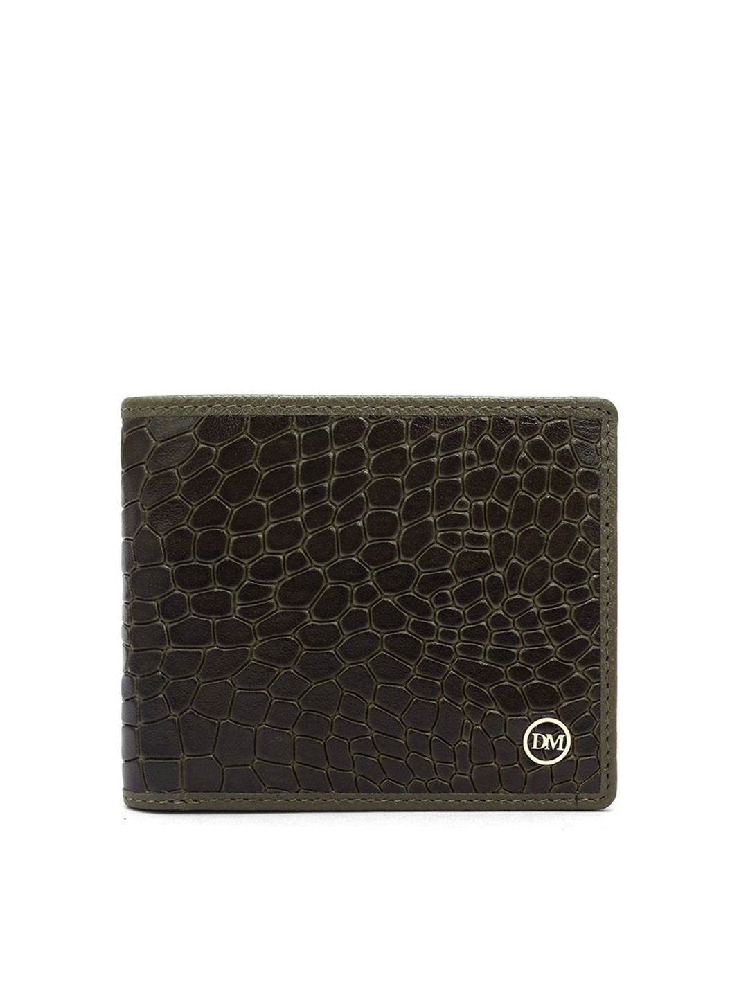 

Da Milano Men Textured Leather Two Fold Wallet, Green