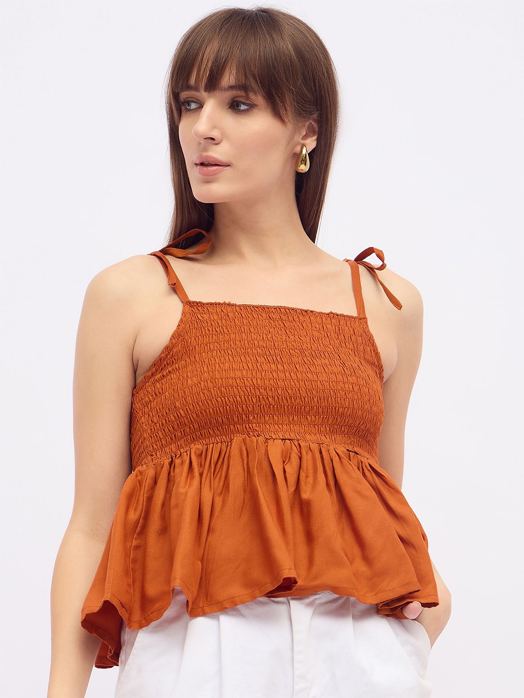 

DressBerry Peplum Crop Top, Rust
