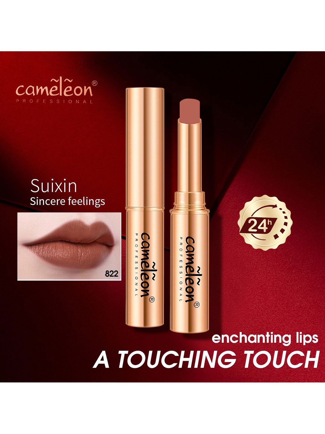 

Cameleon Non Transfer Waterproof Lipstick 4 g - Shade 822, Nude