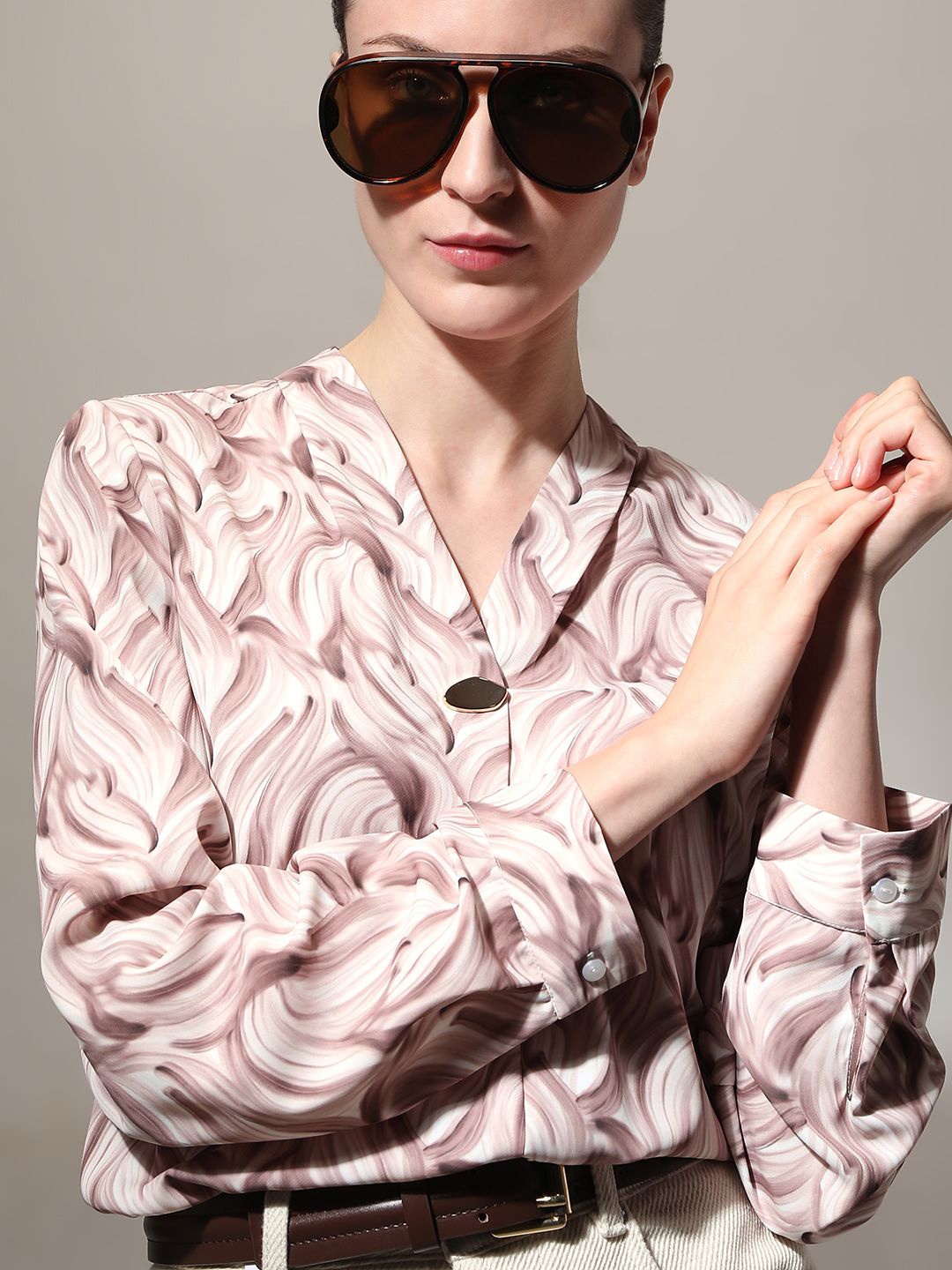 

Vero Moda Print Top, Beige