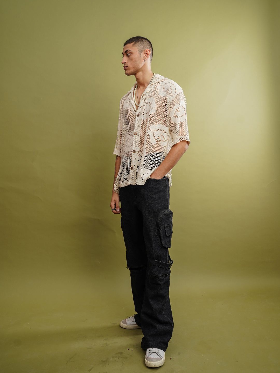 

Big Bunny Men Custom Opaque Casual Shirt, Cream