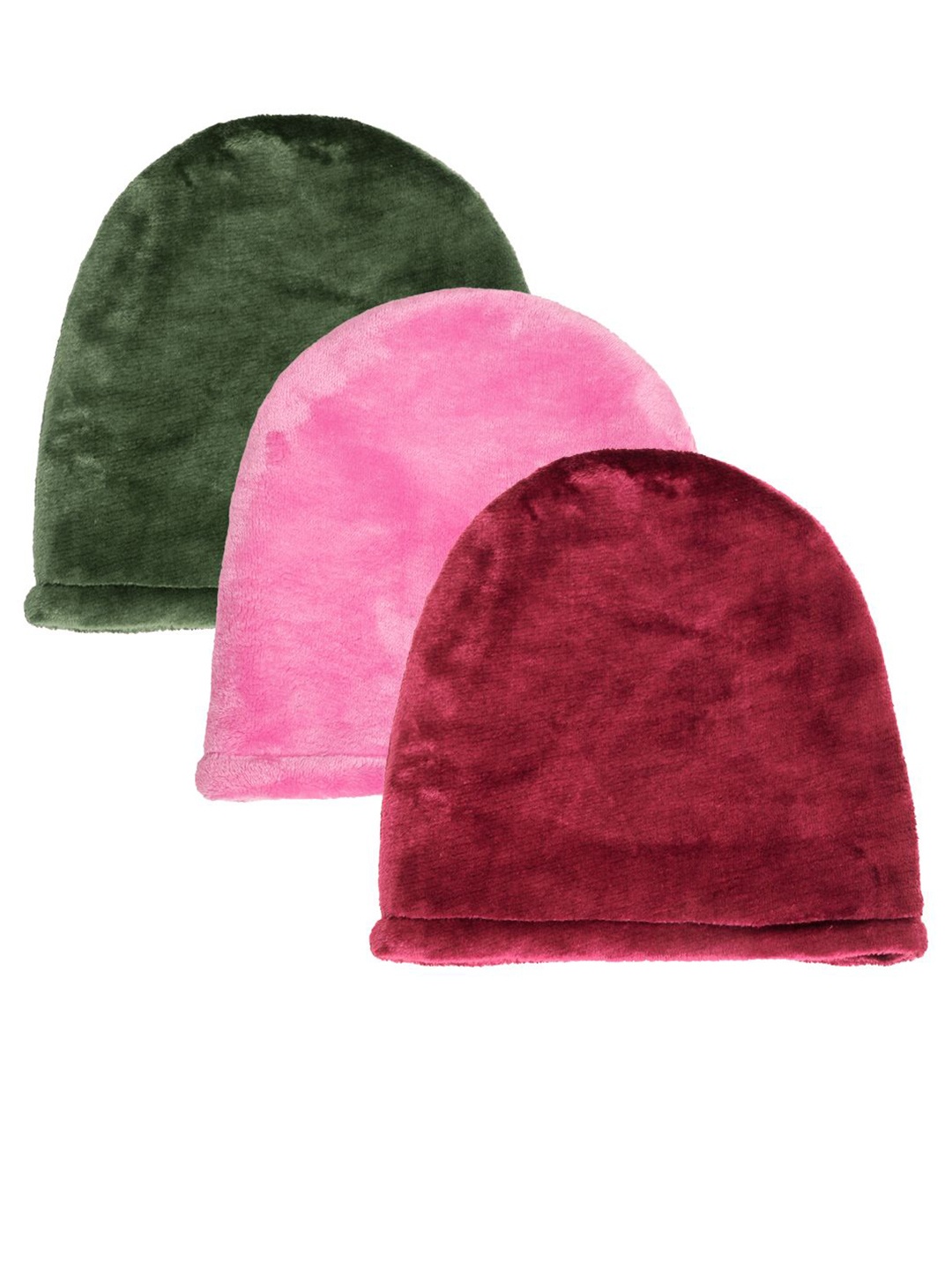 

KLOTTHE Pack Of 3 Wollen Beanie Caps, Red