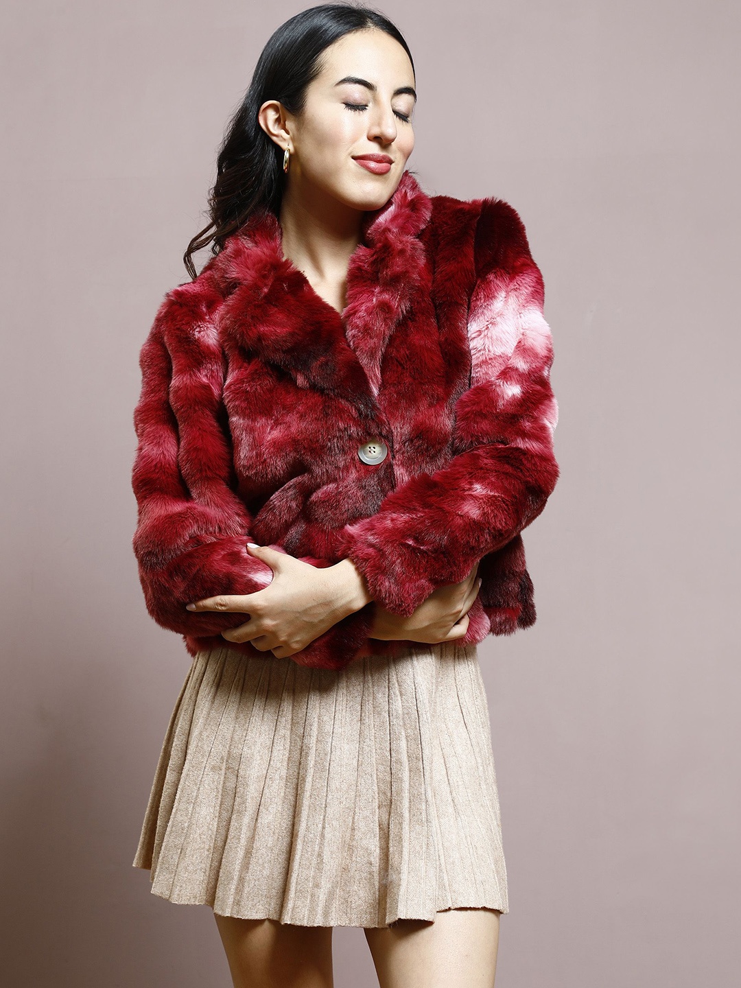 

Athena Self Design Pea Coats, Maroon