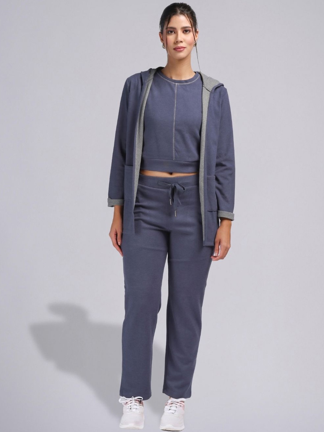 

PUREMIST Round Neck Top & Jacket With Trousers, Blue