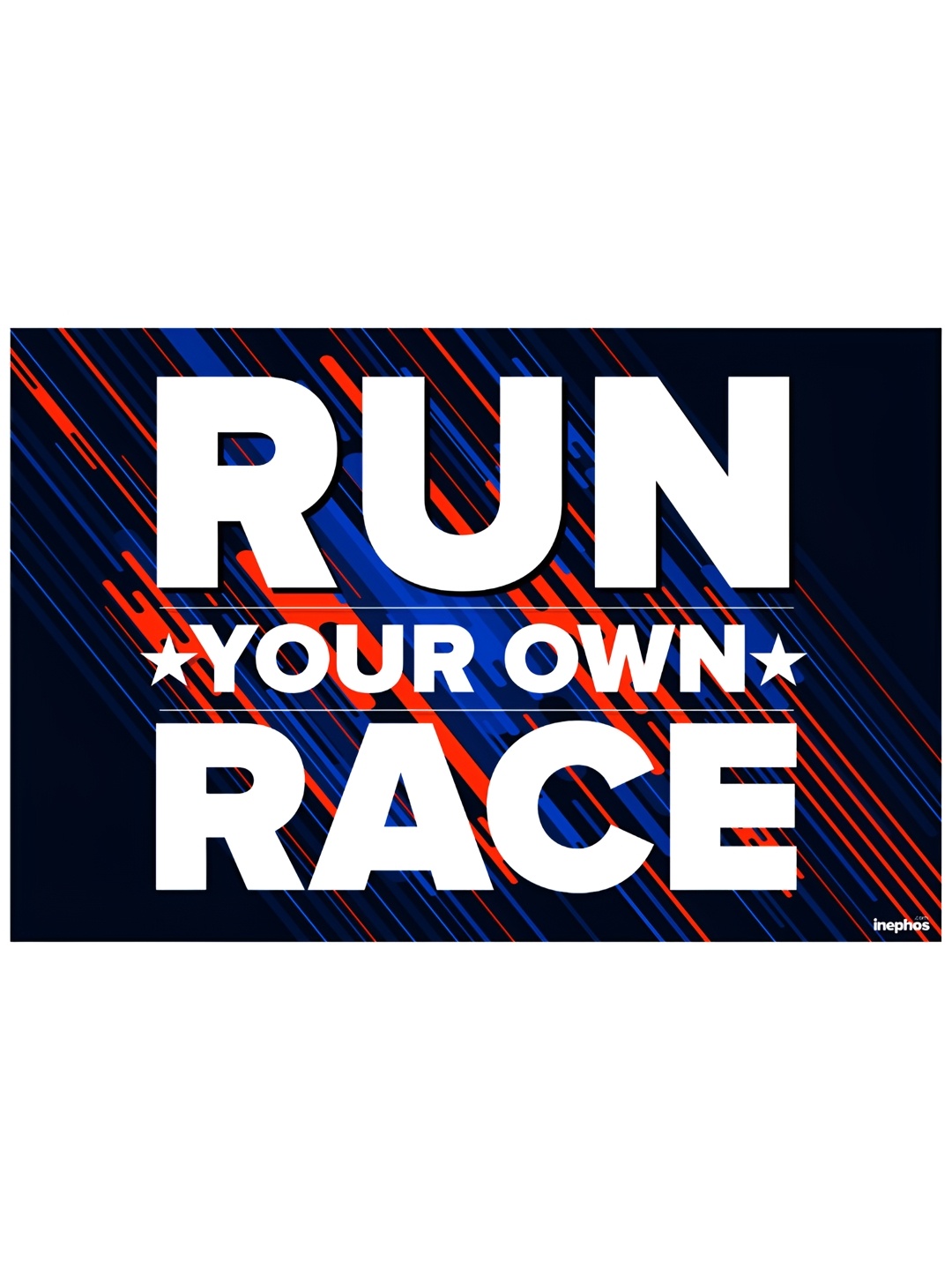 

Inephos Navy Blue & Run Your Own Race Fitness Vinyl Poster Art Gym Motivation