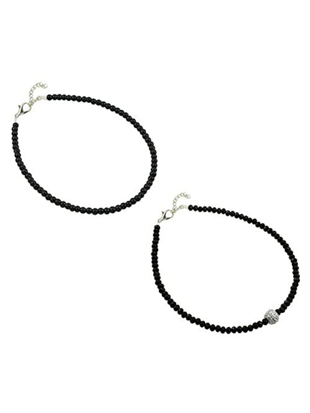 

HIGH TRENDZ Set Of 2 Beaded Anklets, Black