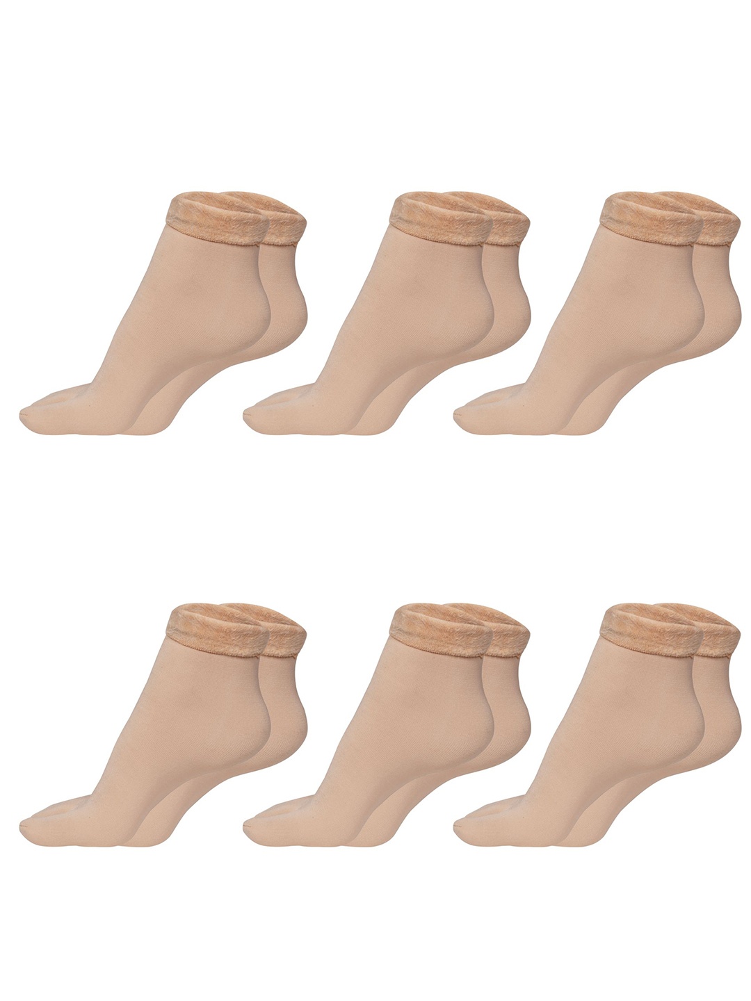 

BAESD Women Pack Of 6 Ankle-Length Socks, Beige