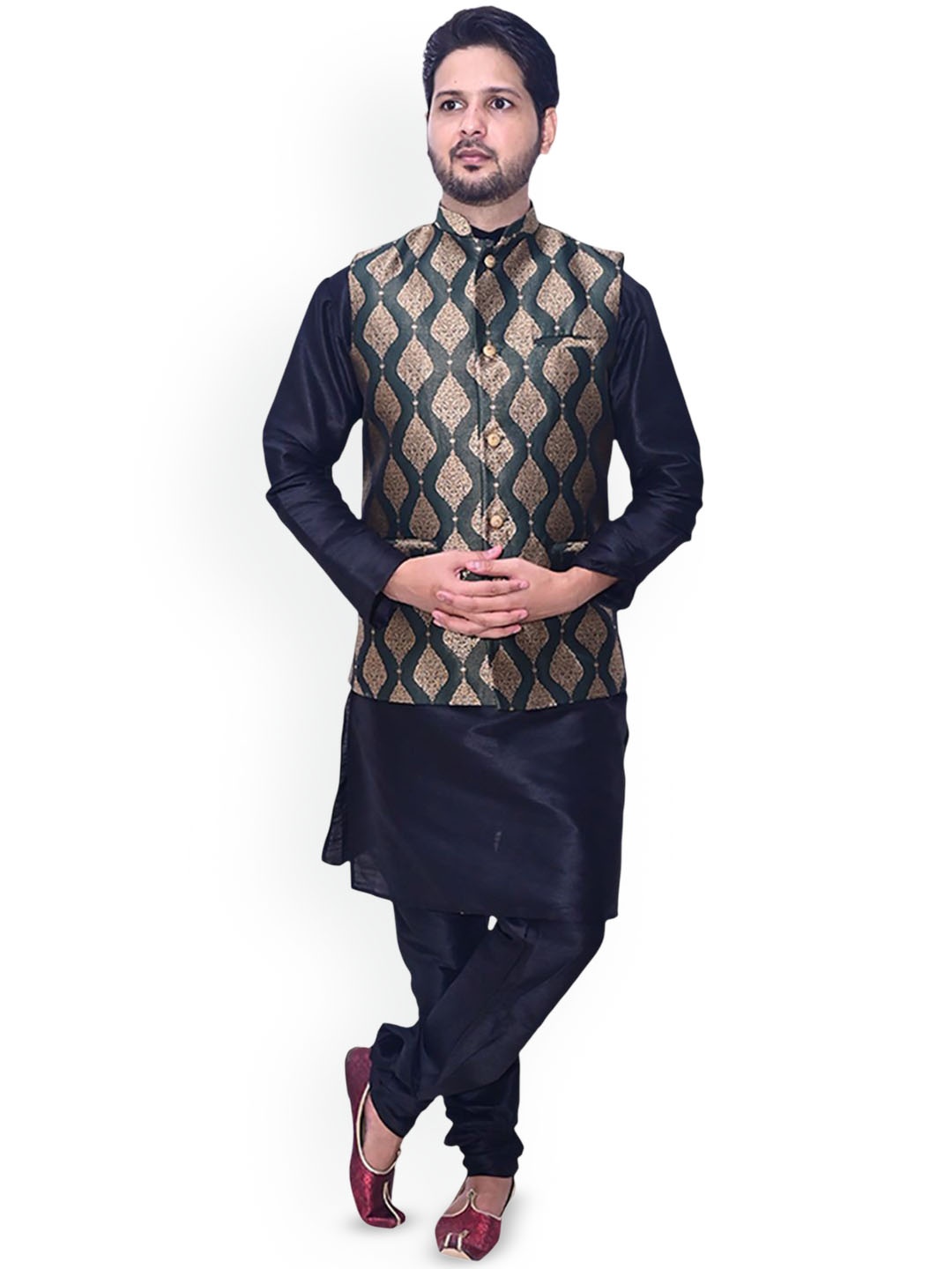 

Om Shubh Mangalam Men Handloom Kurta, Black