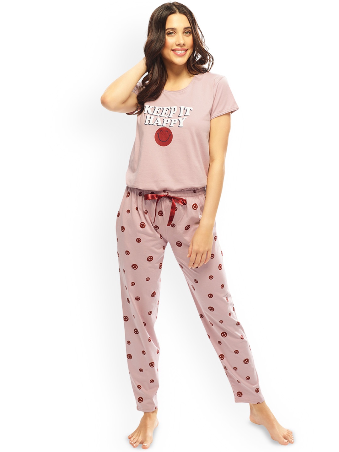 

Lotik Women Printed Night suit, Pink