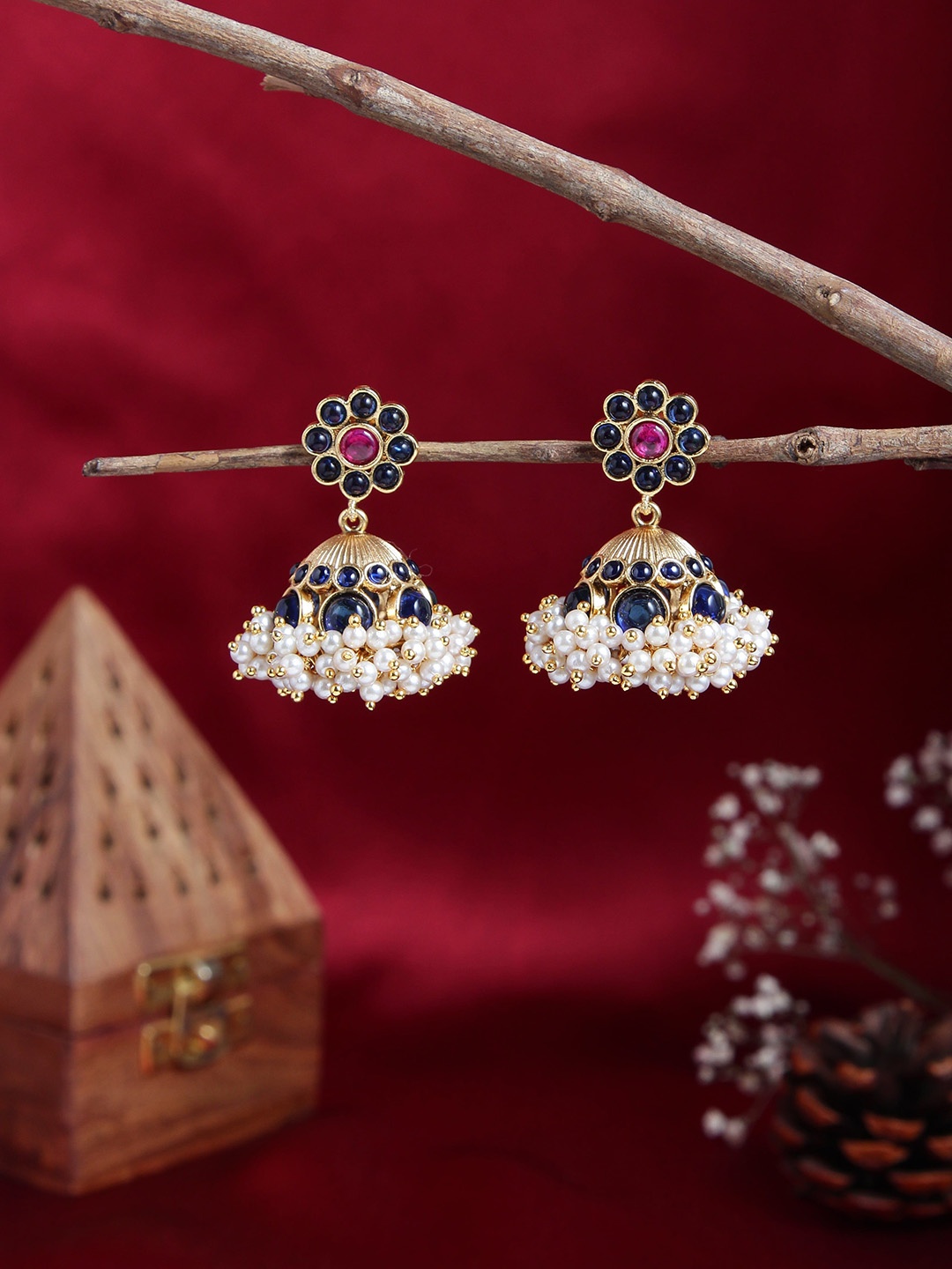 

Kattam Classic Jhumkas Earrings, Blue