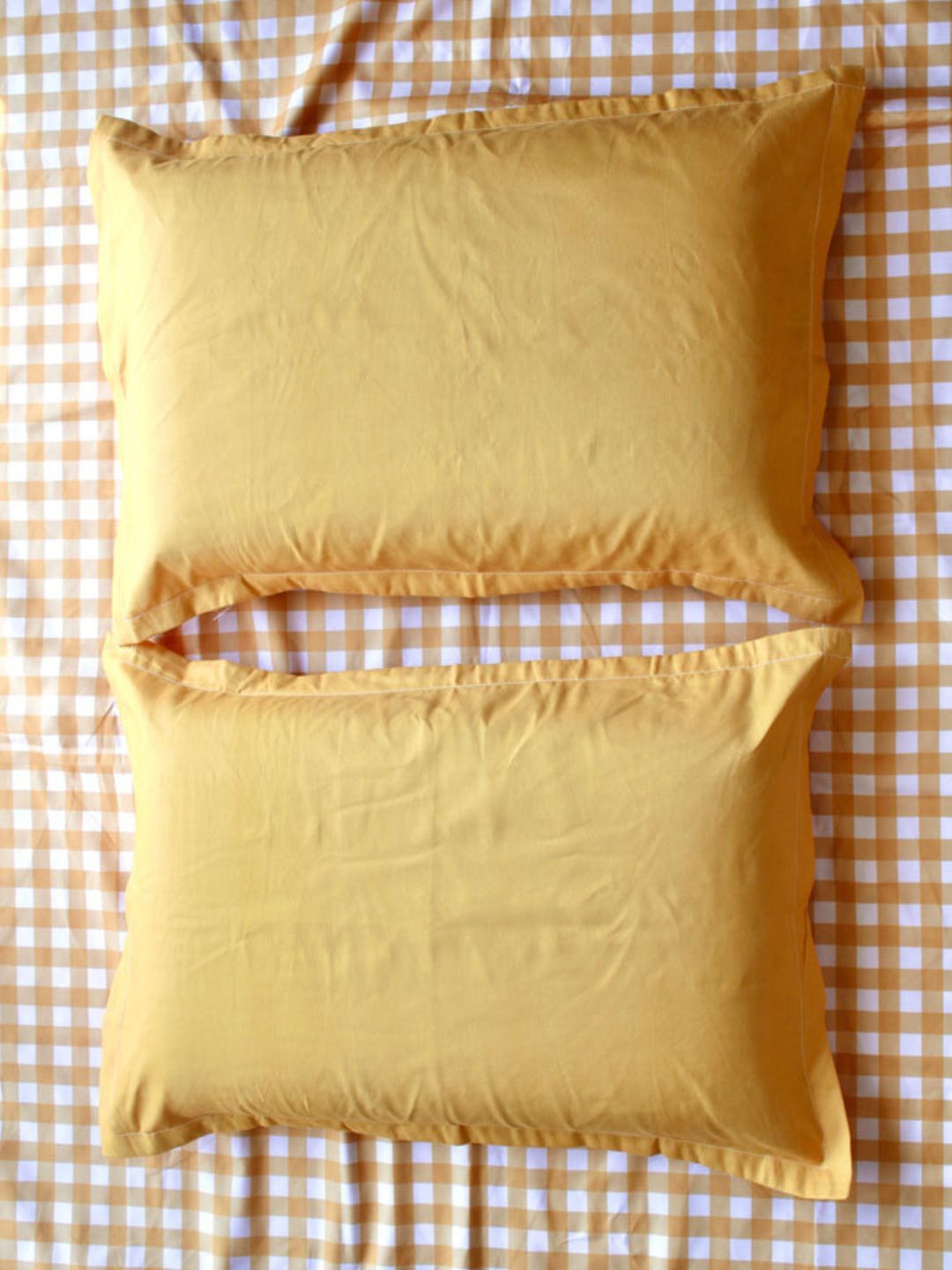 

HYPPY Orange 2 Pieces Solid Cotton Linen Rectangle Pillow Covers