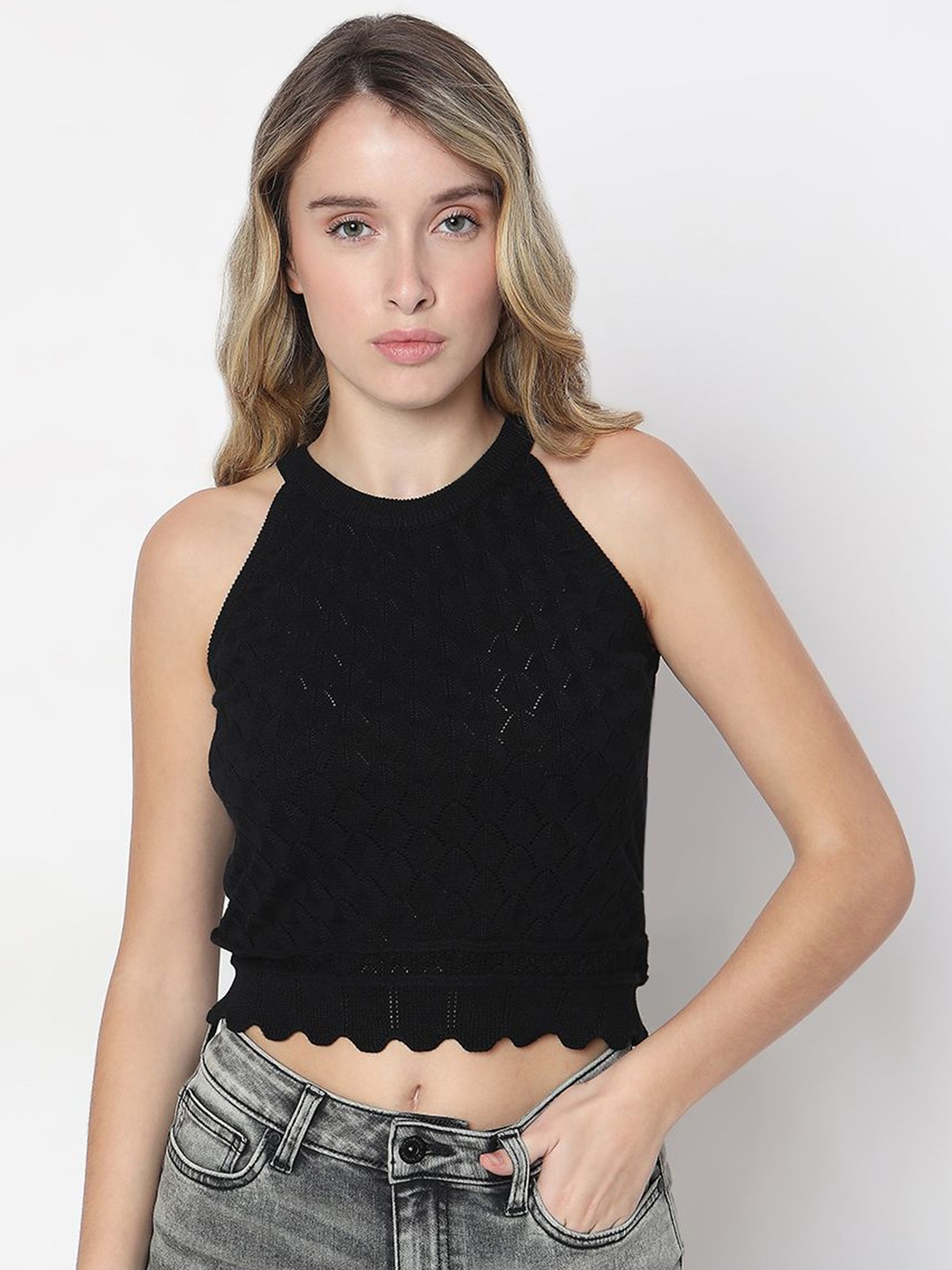 

Vero Moda Monochrome Cotton Crop Top, Black