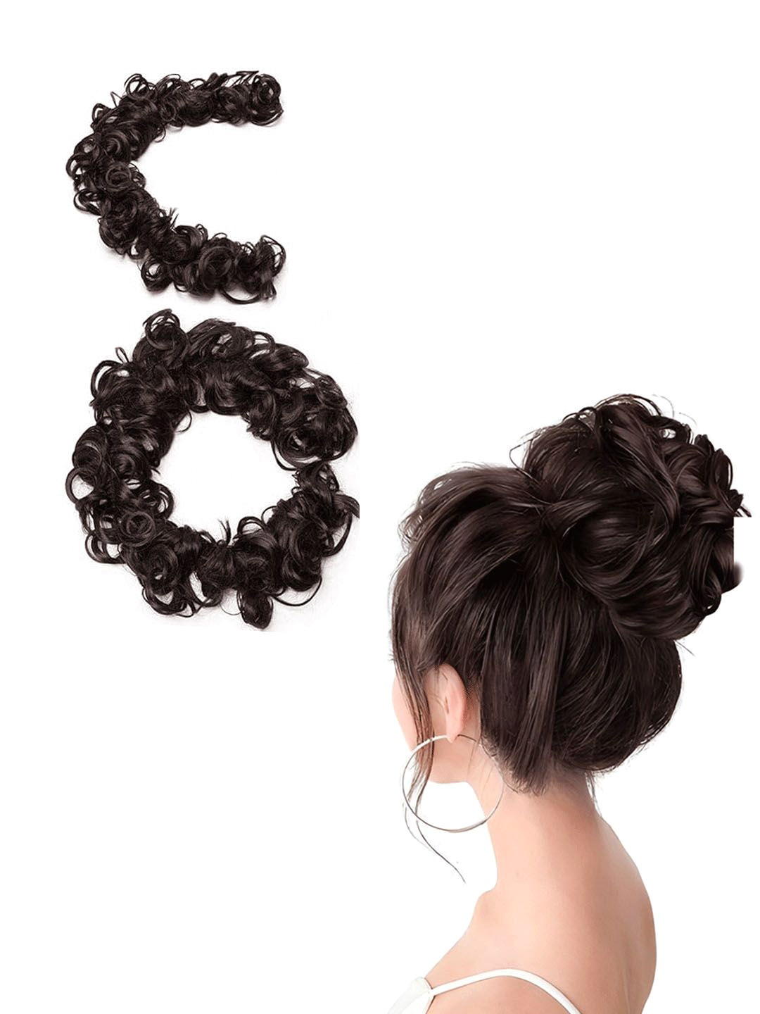 

D-Divine Long Frill Messy Hair Bun Extension - Brown