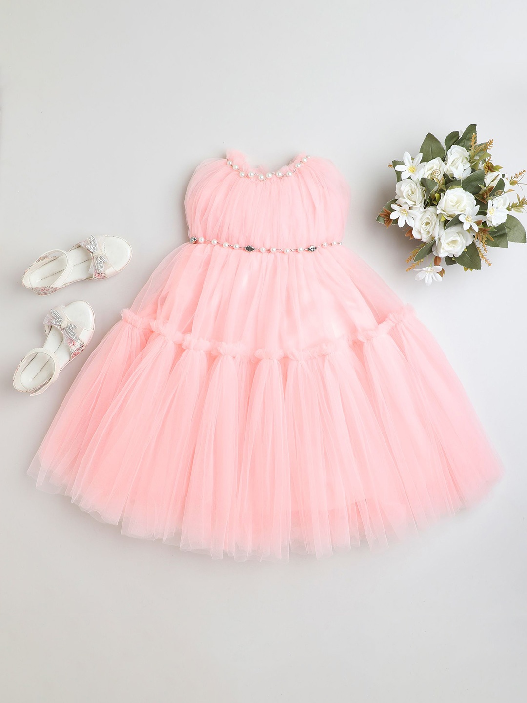 

MANY FROCKS & Net Maxi Dress, Peach
