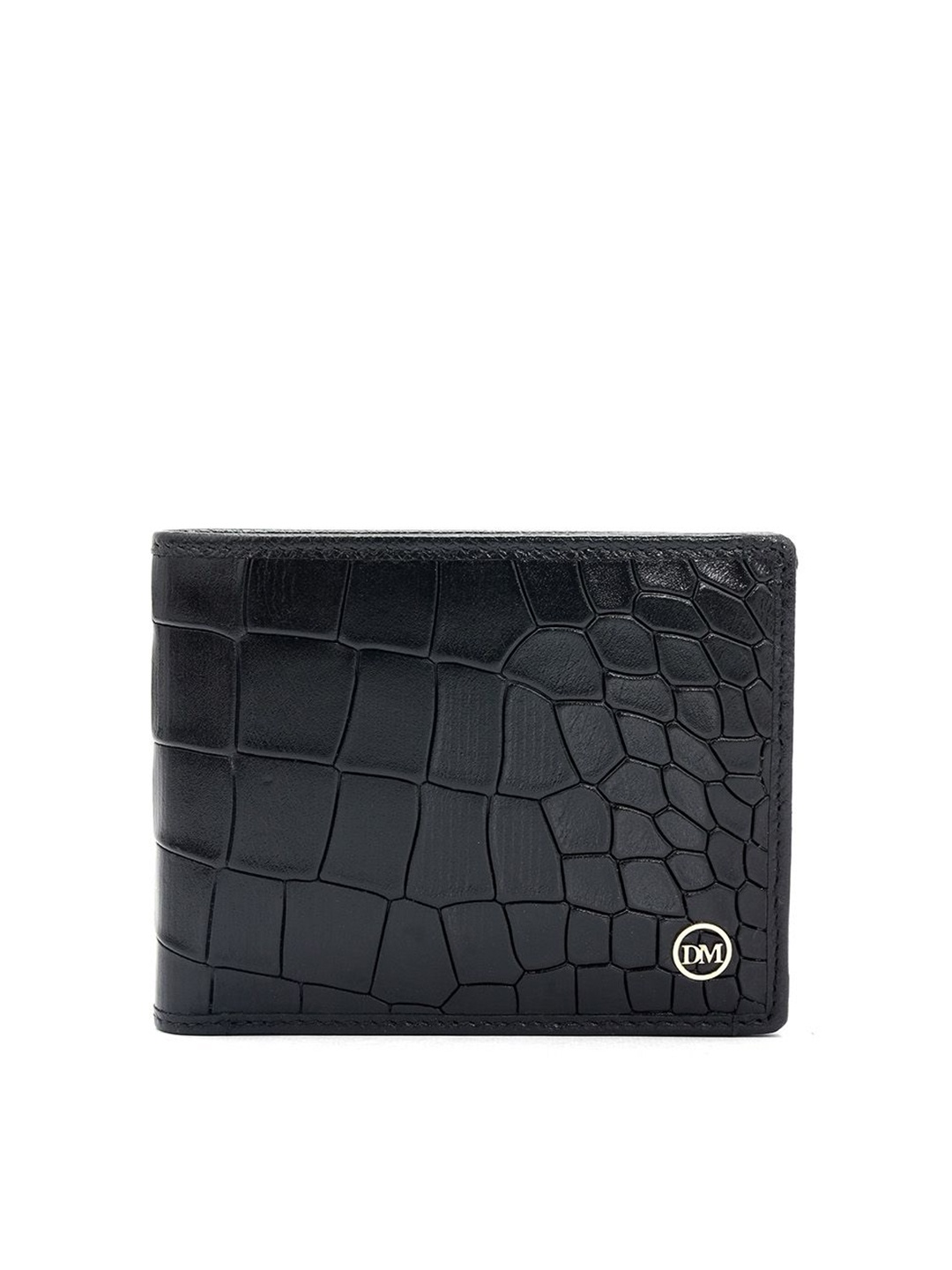 

Da Milano Men Textured Leather Two Fold Wallet, Black
