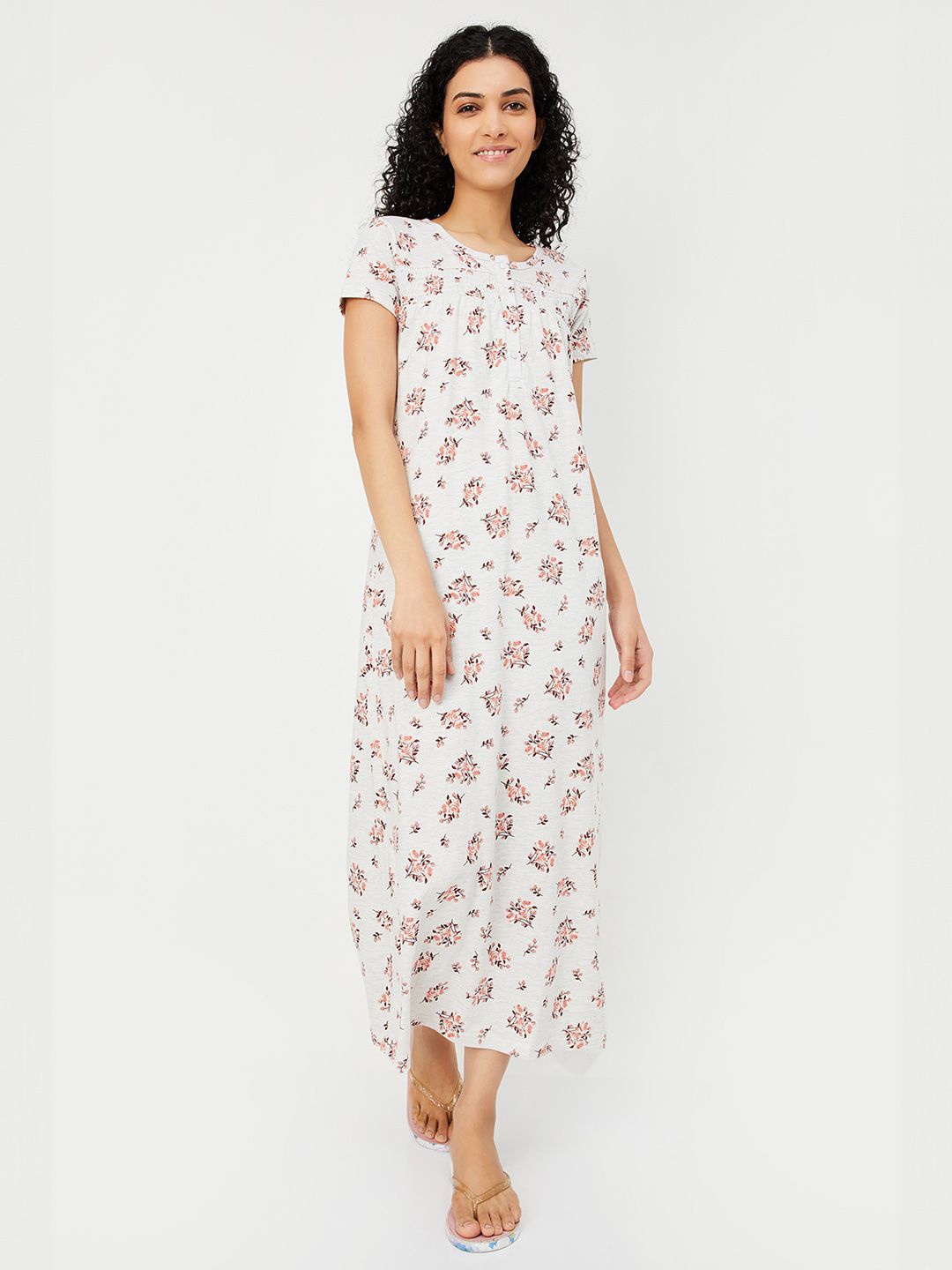 

max Printed Maxi Nightdress, Beige