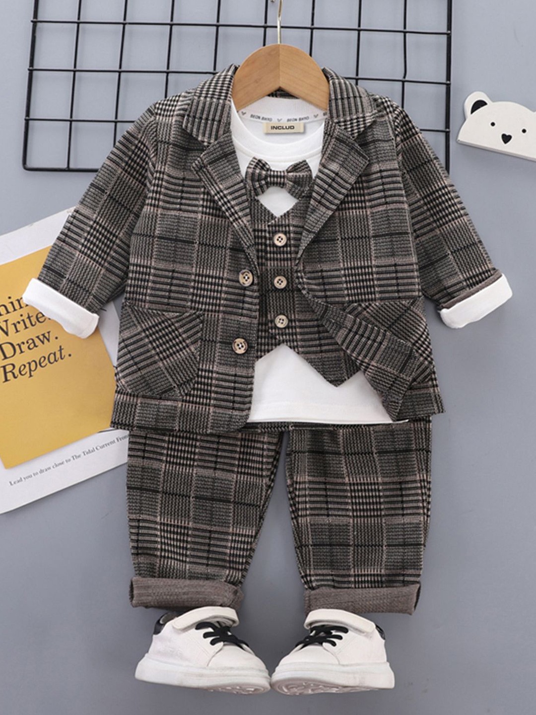 

INCLUD Boys Printed 3Pcs Suits, Khaki