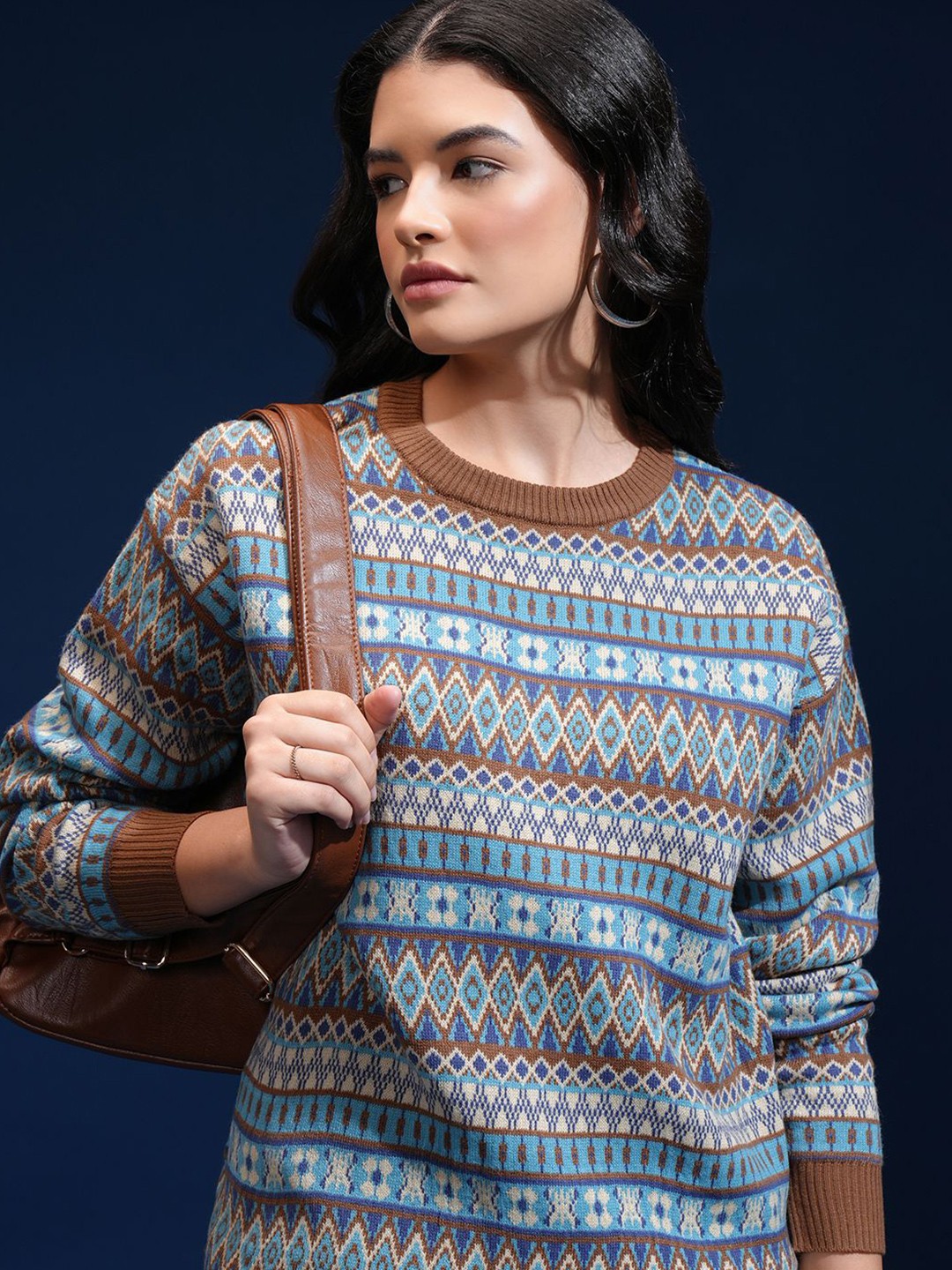 

Tokyo Talkies Women Argyle Pullover Sweaters, Blue