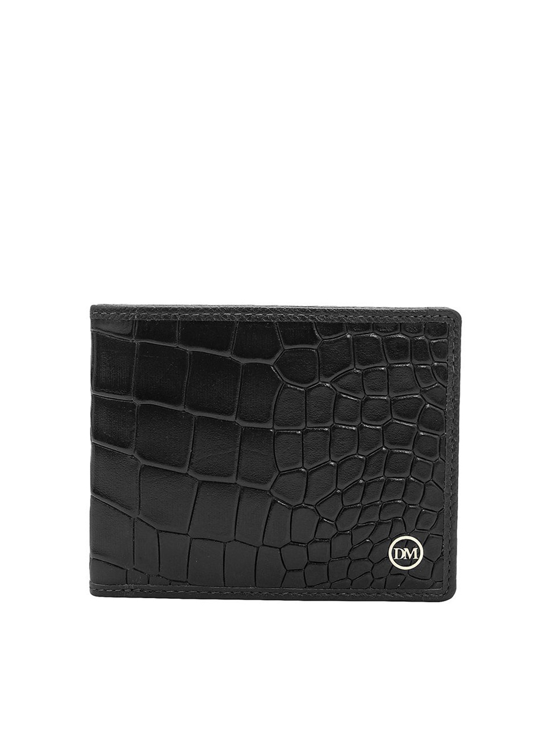 

Da Milano Men Textured Leather Two Fold Wallet, Black