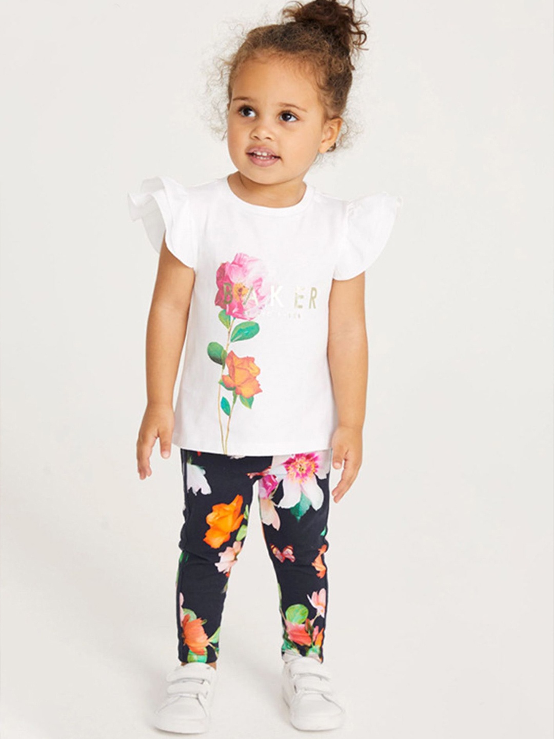 

LULU & SKY Girls Printed T-shirt with Leggings, White