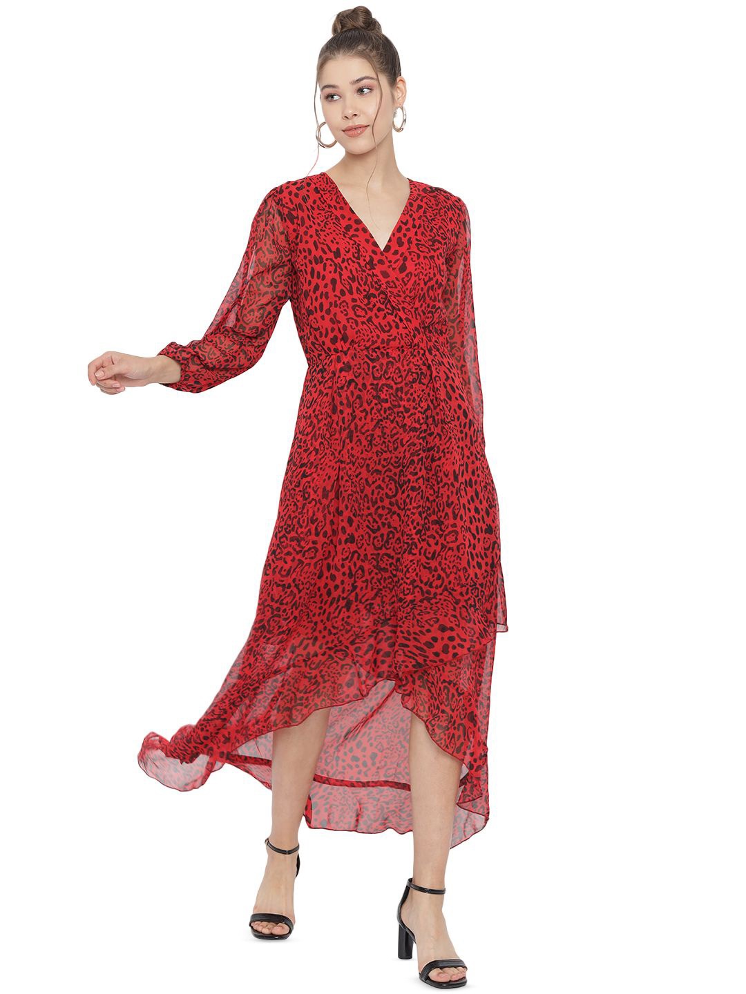 

BAESD Animal Chiffon Maxi Dress, Red