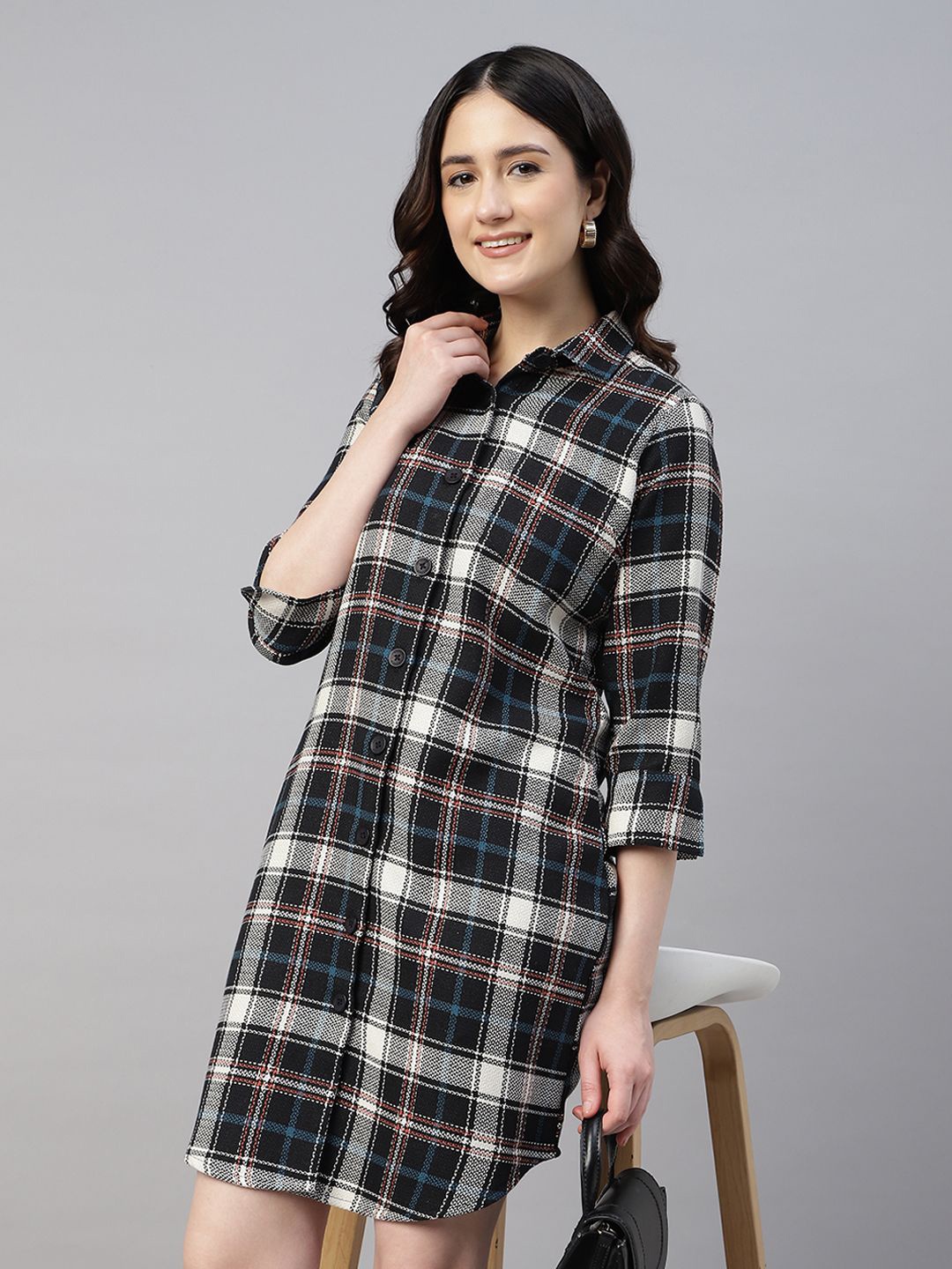 

Hancock Checked Formal Shirt Dress, Beige