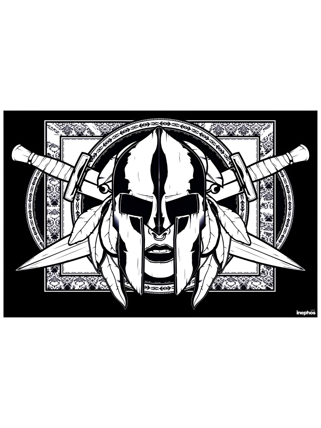 

Inephos Black & White Warrior Printed Wall Poster