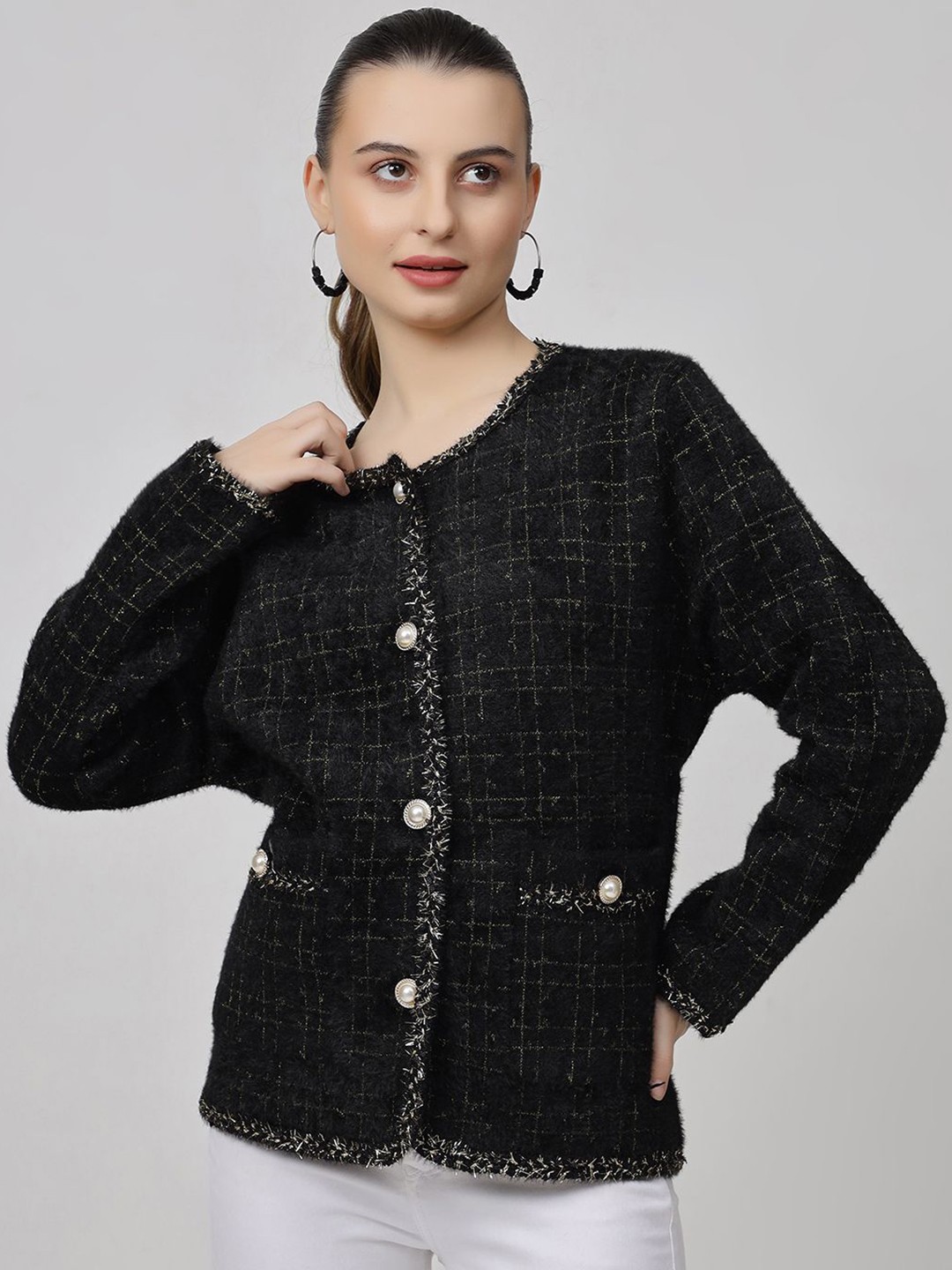 

Ziva Fashion Woollen Single-Breasted Overcoat, Black