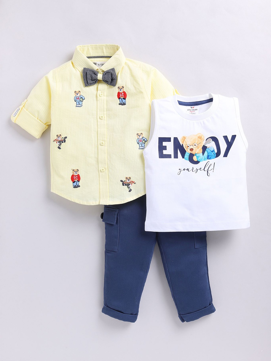 

LITTLE COLLARS Boys Shirt with Trousers, Yellow