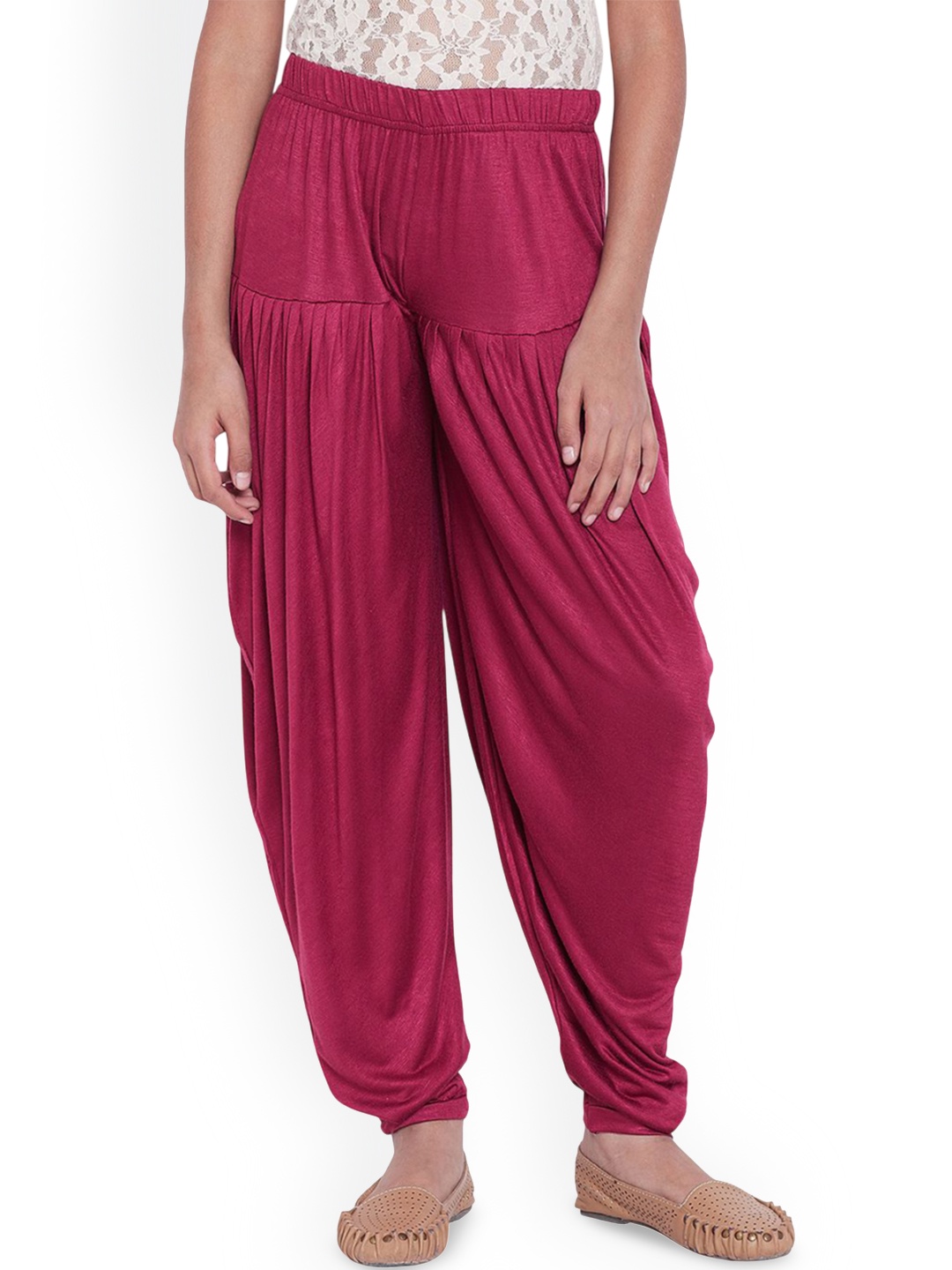 

THE PAJAMA FACTORY Girls Wine Slip-On Dhotis Pant, Maroon