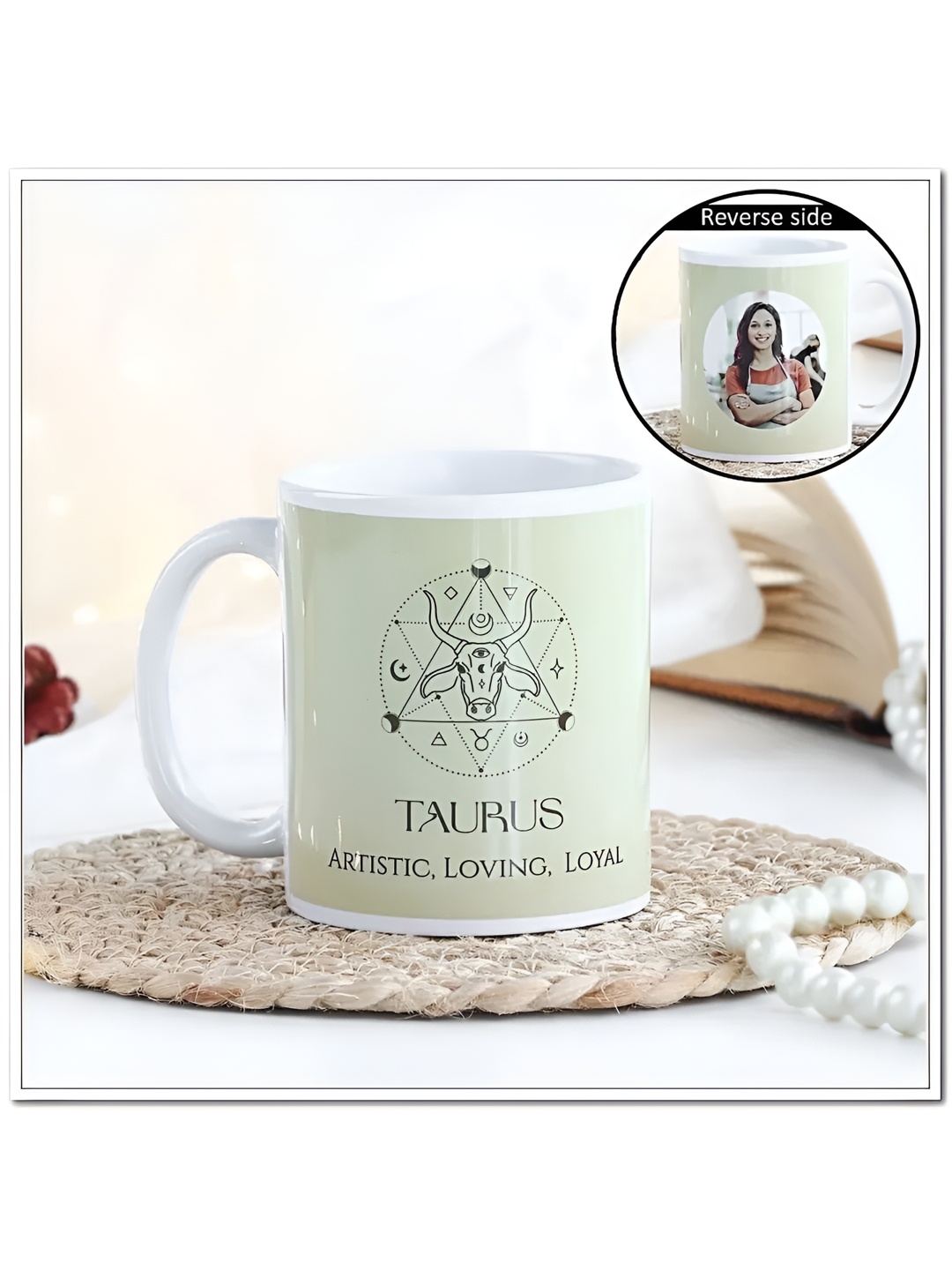 

fnp Yellow & White Personalised Printed Ceramic Glossy Mug 325ml
