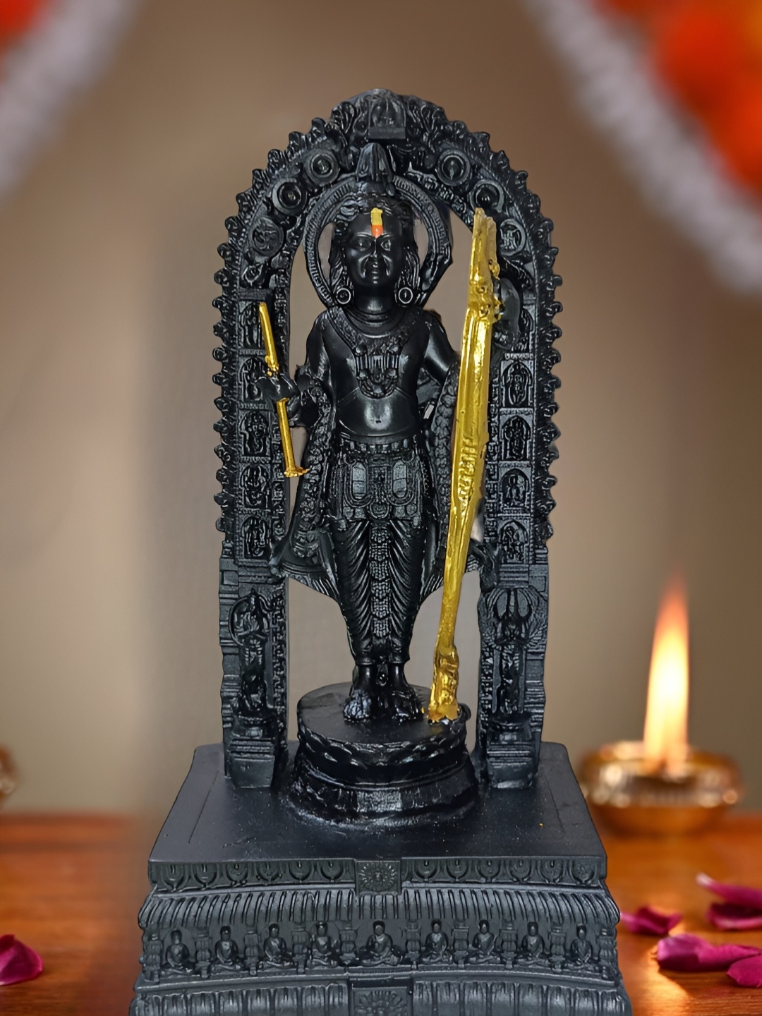 

Vrinban International Black & Gold Toned Shree Ram Lalla Idol Showpiece