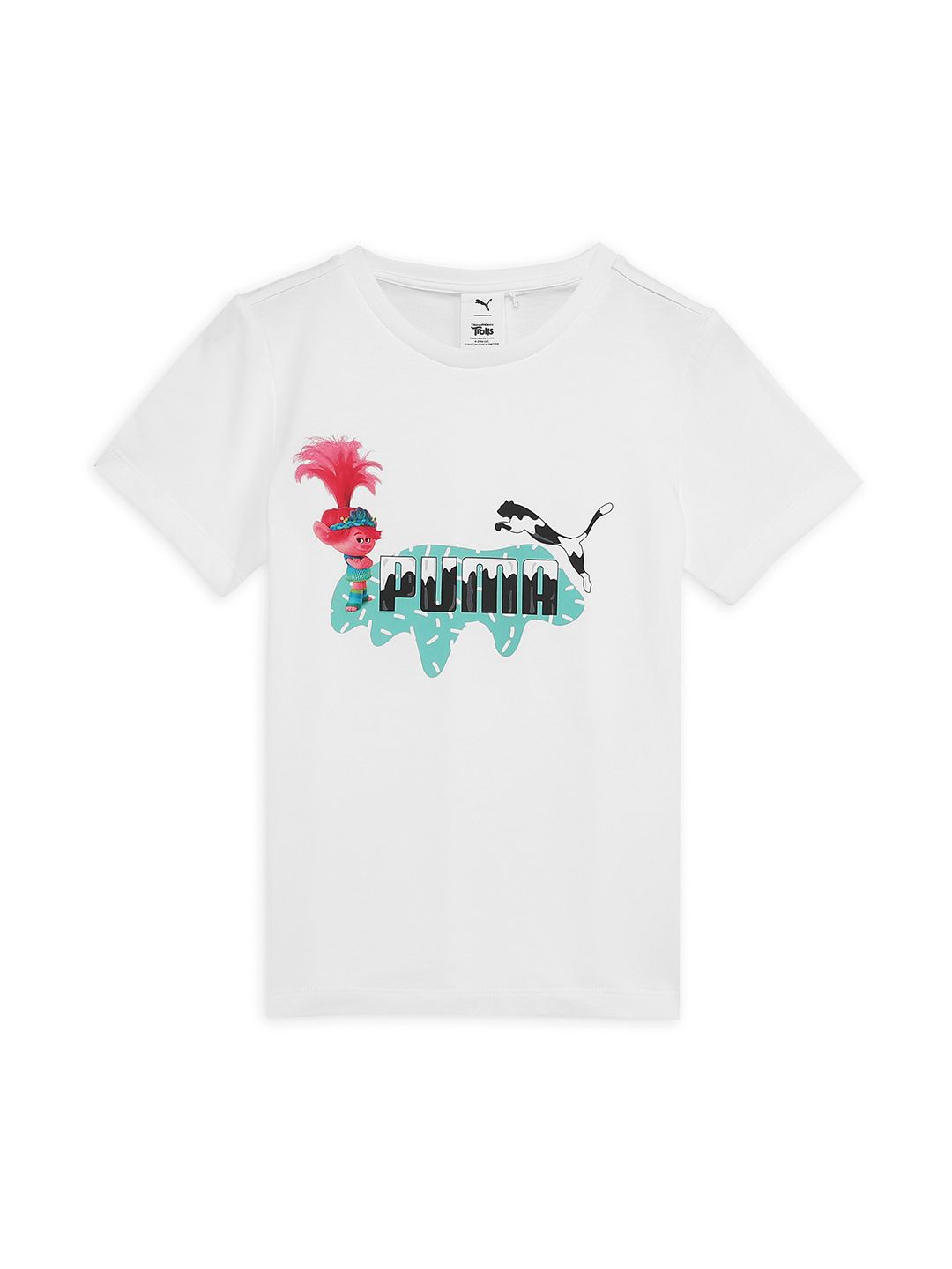 

Puma x Trolls Boys Graphic Printed Cotton T-Shirt, White