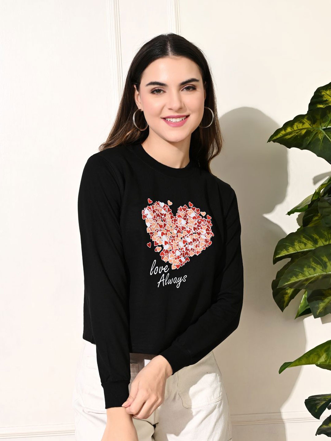 

Fabway Clothing Women Printed Pullover Sweatshirt, Black