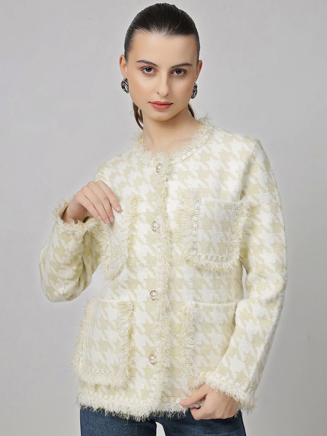 

Ziva Fashion Women Woollen Blazer, Off white