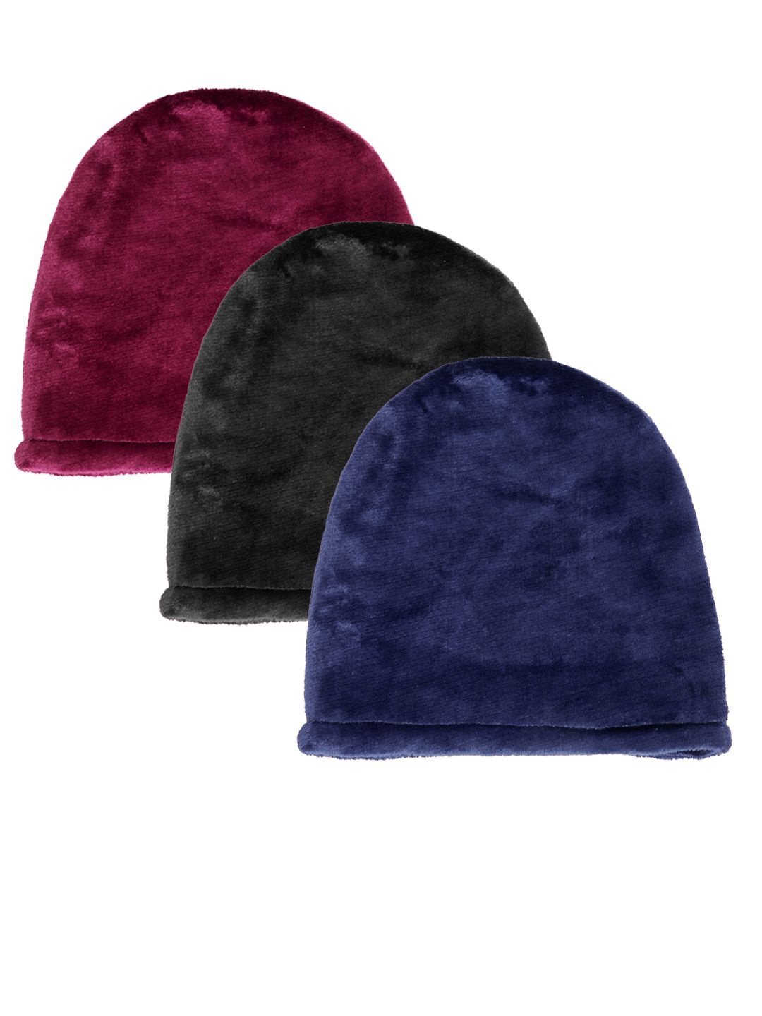 

KLOTTHE Pack Of 3 Woolen Beanie, Blue