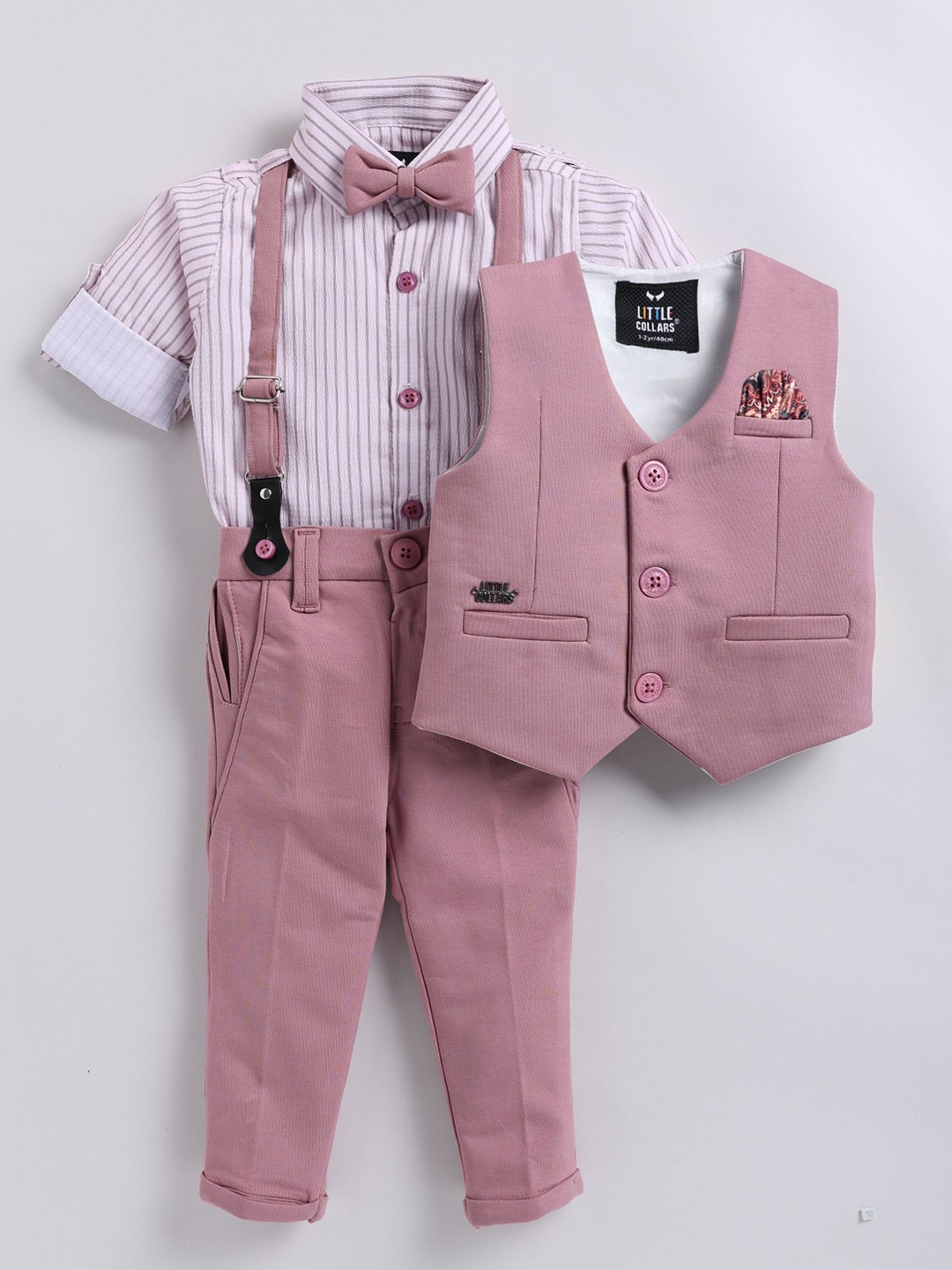 

LITTLE COLLARS Boys Striped Shirt with Pyjamas, Lavender