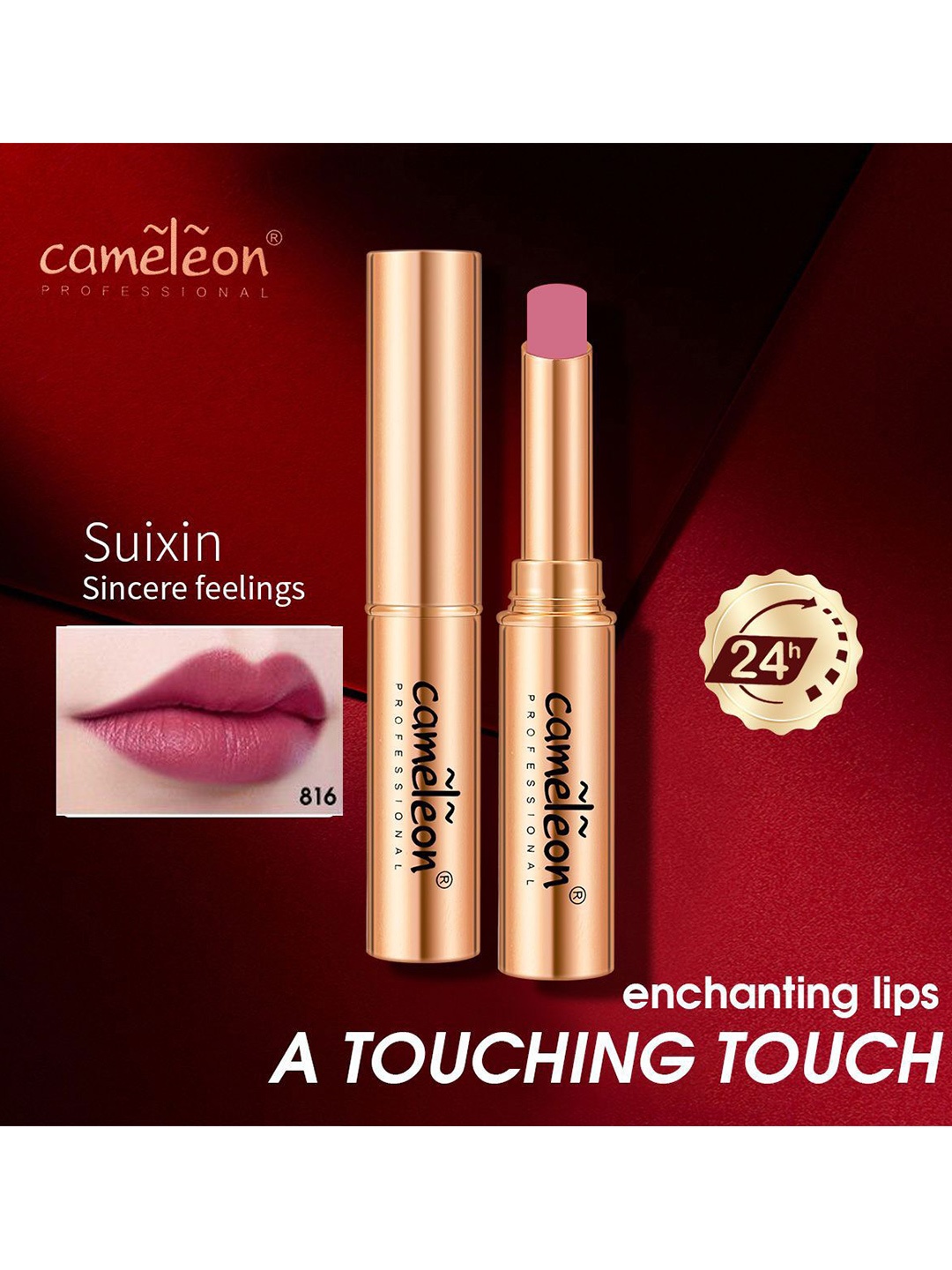 

Cameleon Non Transfer Waterproof Lipstick 4 g - Shade 816, Pink