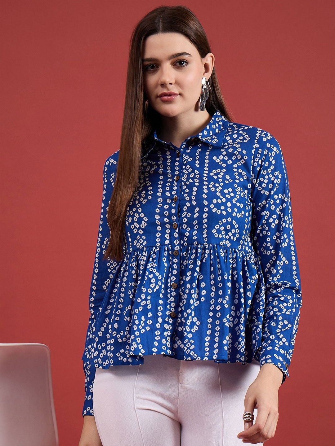 

all about you Floral Cotton Top, Navy blue