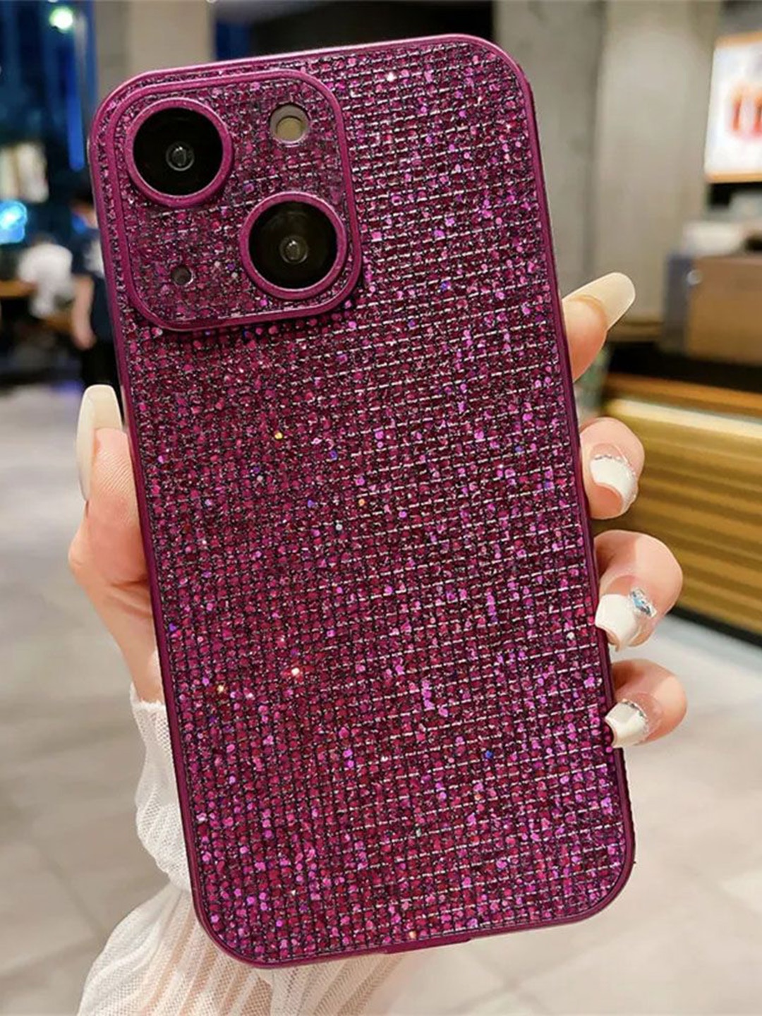 

Luxury Kase Glitter iPhone 15 Back Case Mobile Accessories, Purple