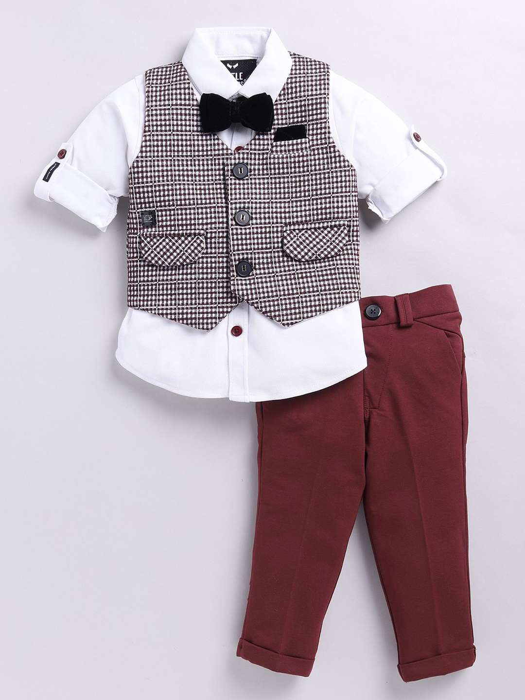 

Little Collars Checkered Formal Waistcoat, Red
