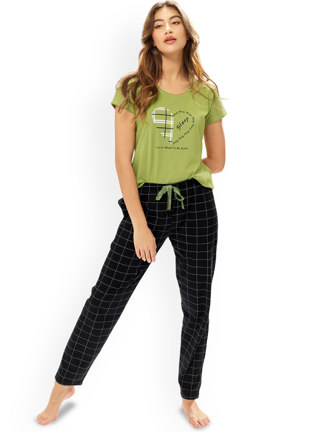 

Lotik Women Printed Night suit, Green